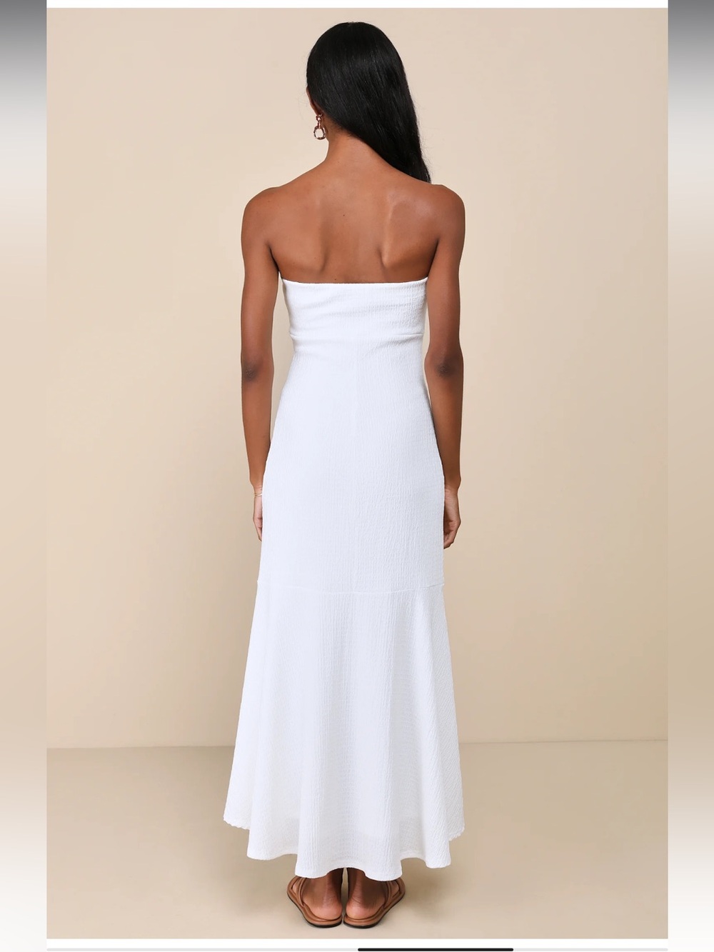 NWT lulus Darling Ways White Textured Strapless Midi Dress Size Medium - Picture 2 of 11